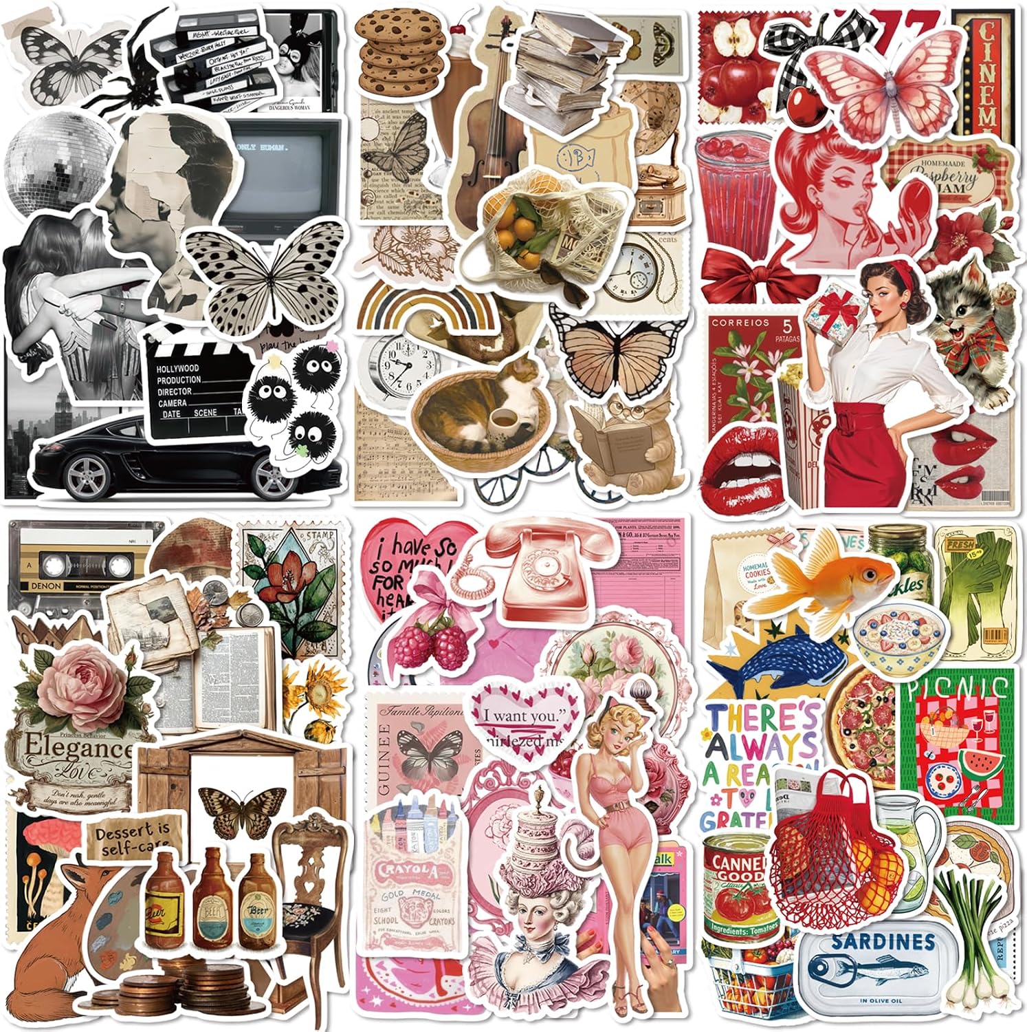 300 Pcs Vintage Aesthetic Stickers for Journaling, Scrapbook Supplies