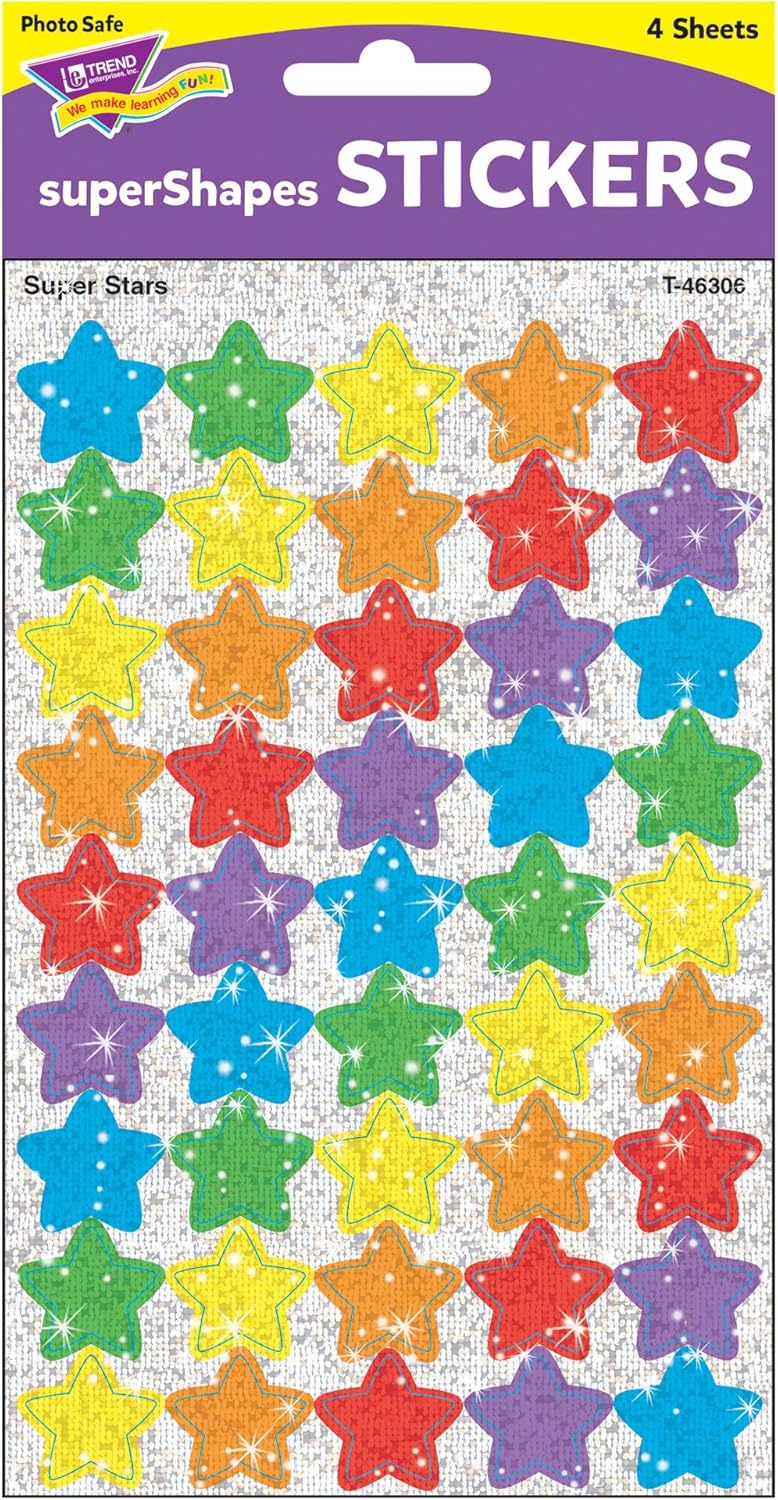 TREND enterprises, Inc. Super Stars superShapes Stickers-Sparkle, 180 ct, T-46306