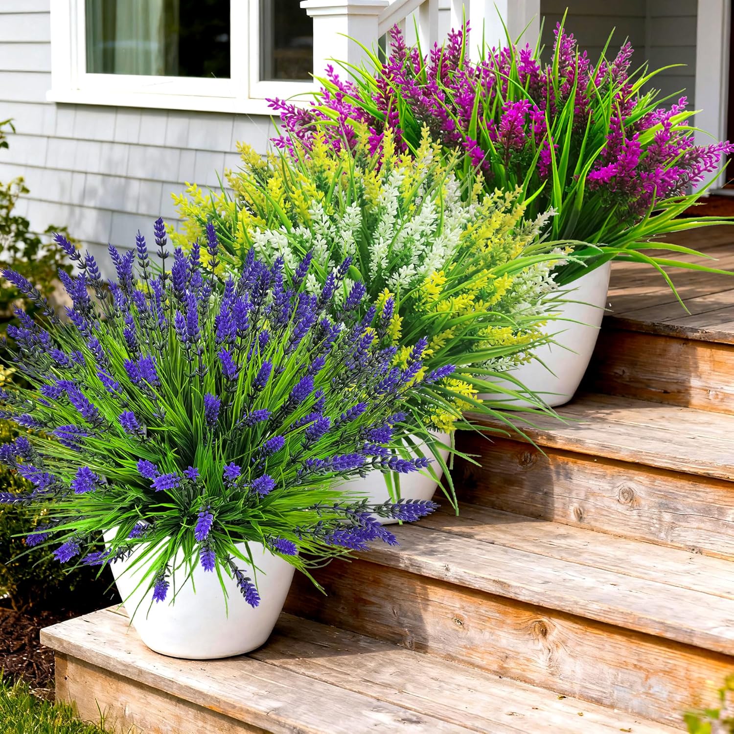 Artificial Plants Outdoor, 22 Pcs Fake Flowers UV Resistant Outdoor Artificial Lavender Flowers, Plastic Faux Plants for Porch Garden Planter Yard Window Box - Image 3