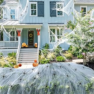 Halloween Decorations 1200 Sqft Spider Webs Decorations Halloween Spider Web with 100 Extra Fake Spiders Super Stretchy Spider Webs for Halloween Decor Indoor and Outdoor Party Supplies