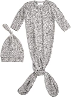 aden + anais Snuggle Knit Knotted Newborn Baby Gown & Hat Set-Heather Grey