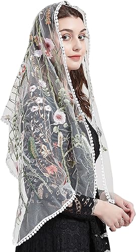 FANFAN Wildflowers Y038 - Vela de capilla de encaje con diseño floral