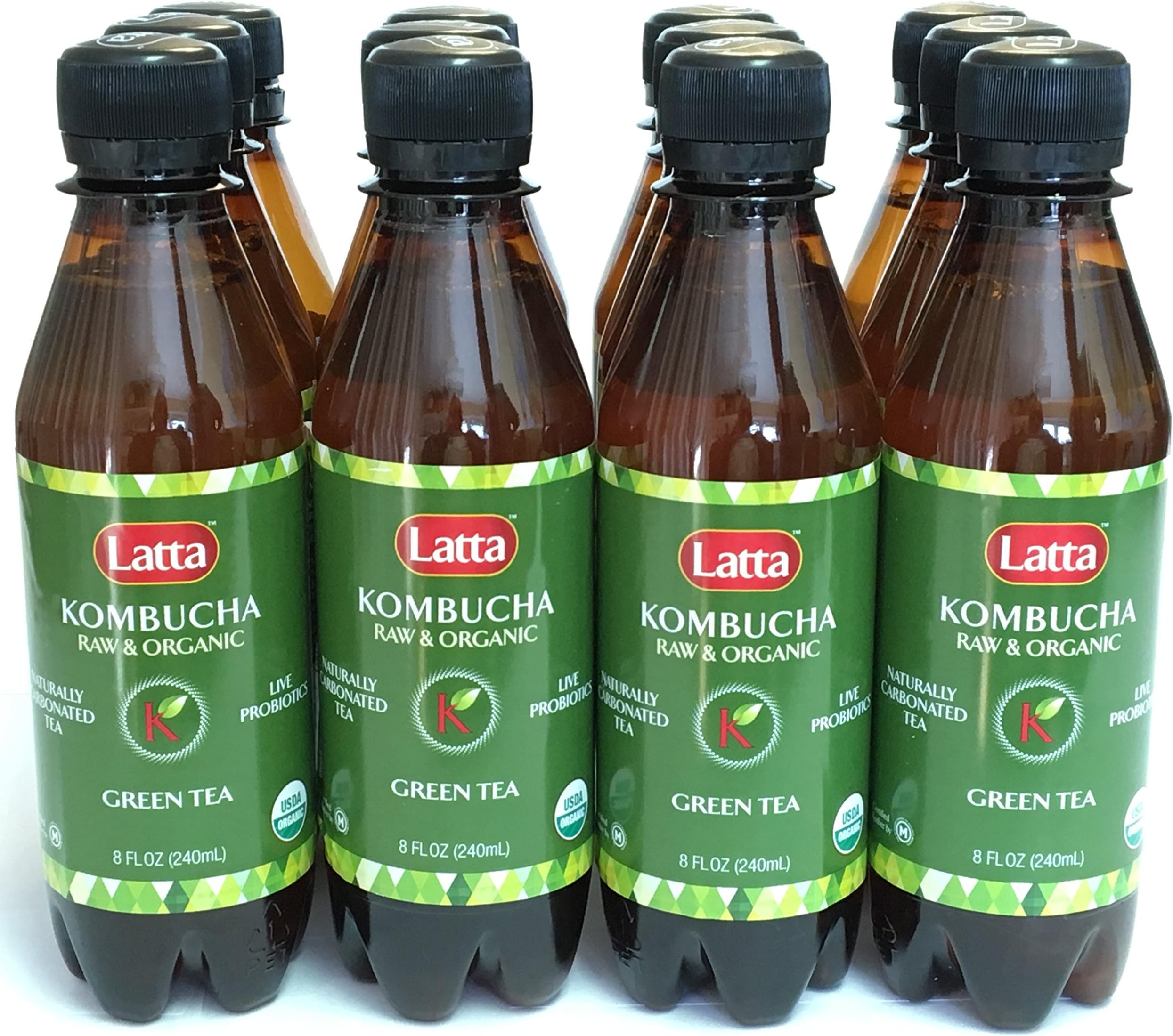 Kombucha Green Tea, Raw and Organic, only 2 gm of sugar, Promotes Healthy Weight Loss, Packed with Probiotics, Certified Kosher, All Natural and Gluten Free, Pack of 12, 8 oz Bottles