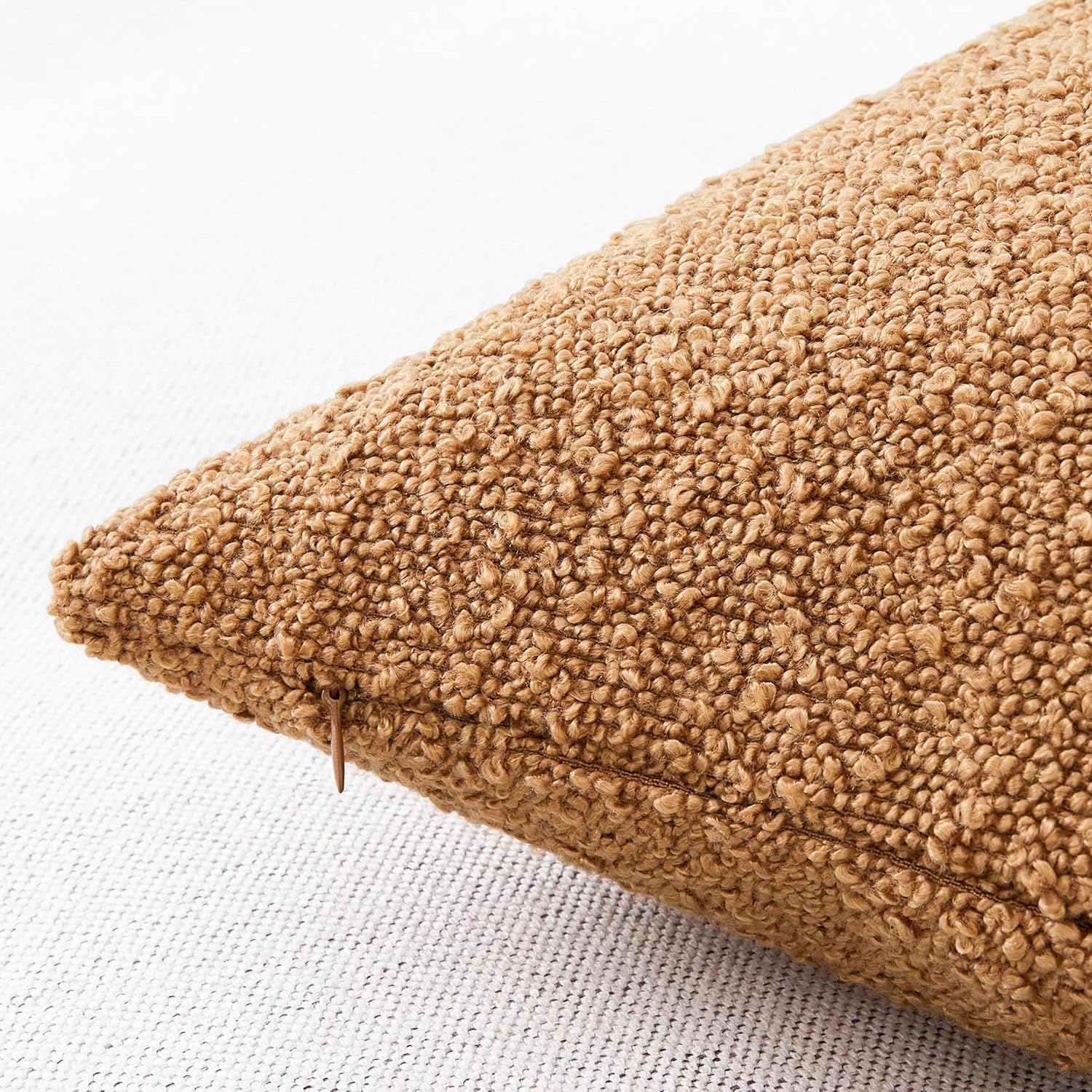 Mixhug Decorative Boucle Throw Pillow Covers, Tobacco Brown, 20 x 20 Inches, Pack of 2 - Textured Boho Pillow Covers for Couch and Bed