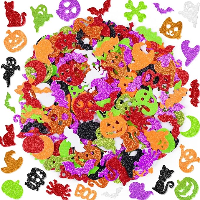 504 PCS Halloween Foam Stickers, Glitter Halloween Stickers, 8 Sheets