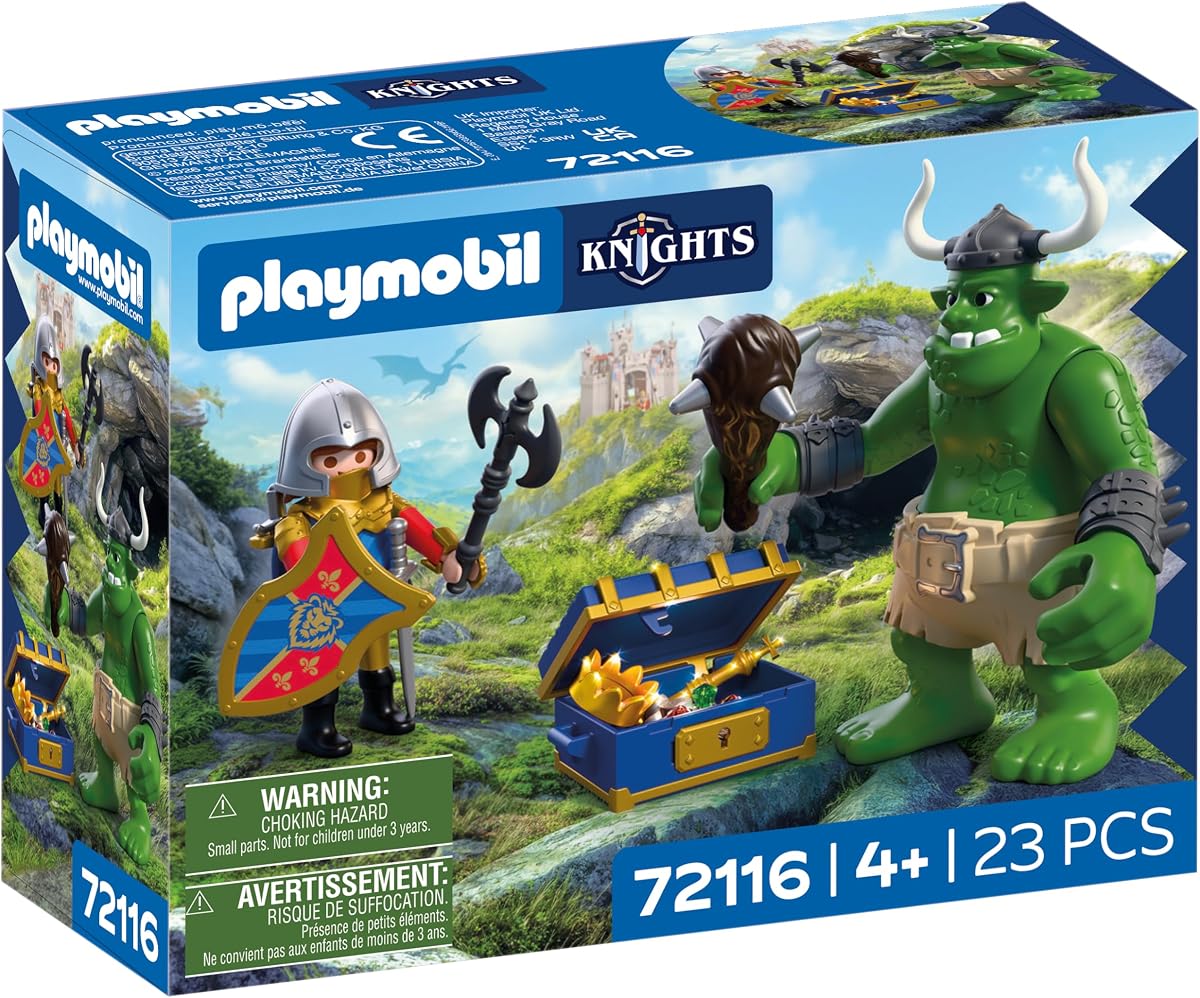 Caballeros | Troll con el Tesoro del Caballero León | Figura de troll con garrote móvil y cofre del tesoro | Juguete de los Caballeros para niños mayores de 4 años | 72116