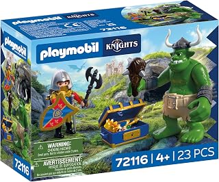 Playmobil | Knights | Troll with Lion Knight Treasure | Troll Figure with Movable Club and Treasure Chest | Knights Toy for Children Aged 4+ | 72116