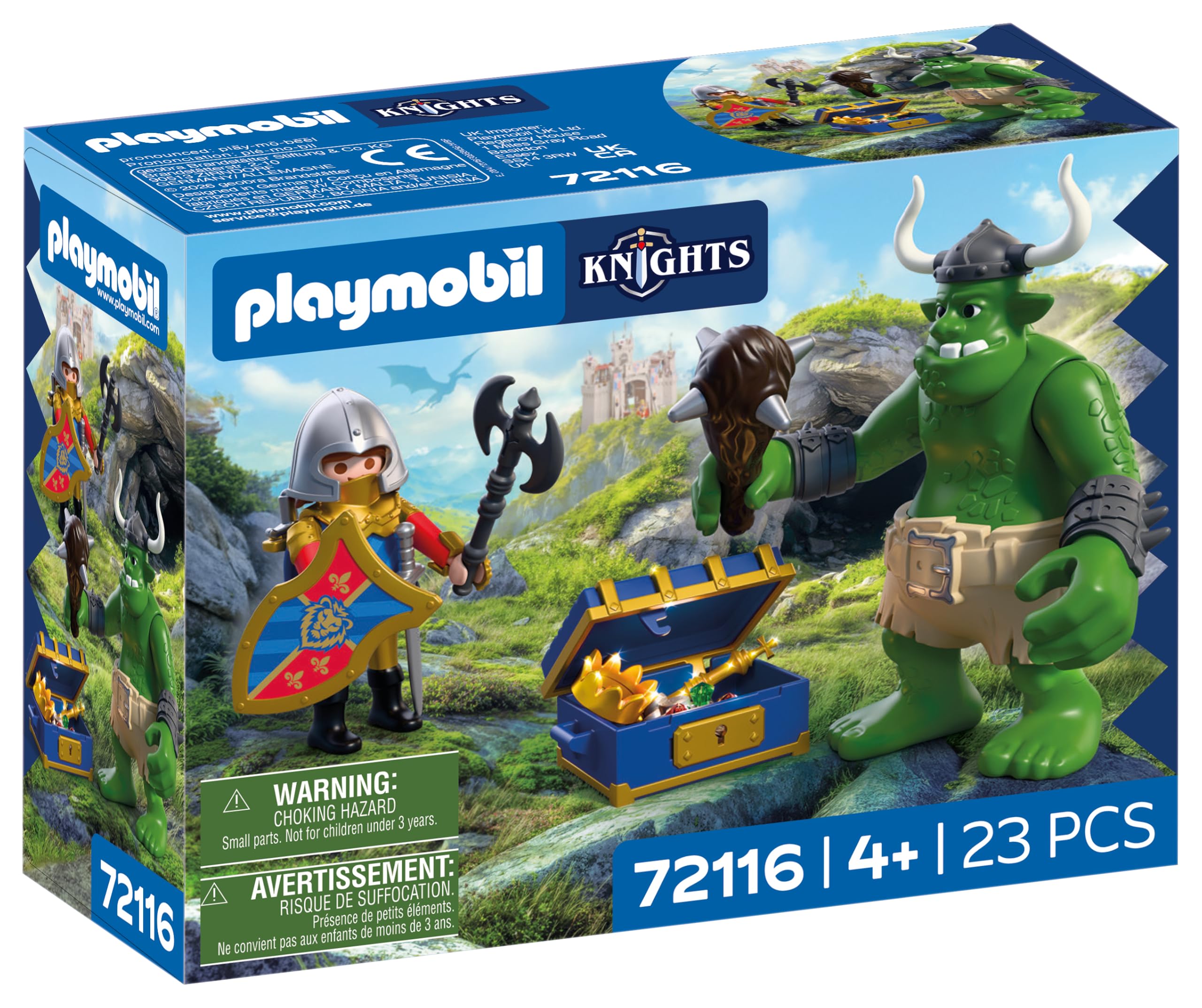 Playmobil | Knights | Troll with Lion Knight Treasure | Troll Figure with Movable Club and Treasure Chest | Knights Toy for Children Aged 4+ | 72116