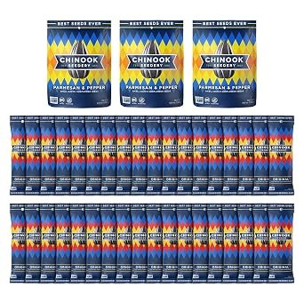 Chinook Seedery Original Flavor 1.5oz Pack of 36 & Parmesan & Pepper 4oz Pack of 3 Combo - Roasted Jumbo Sunflower Seeds - Keto Snacks Best For Snack Packs - Gluten Free, Non GMO Snack Food Gifts