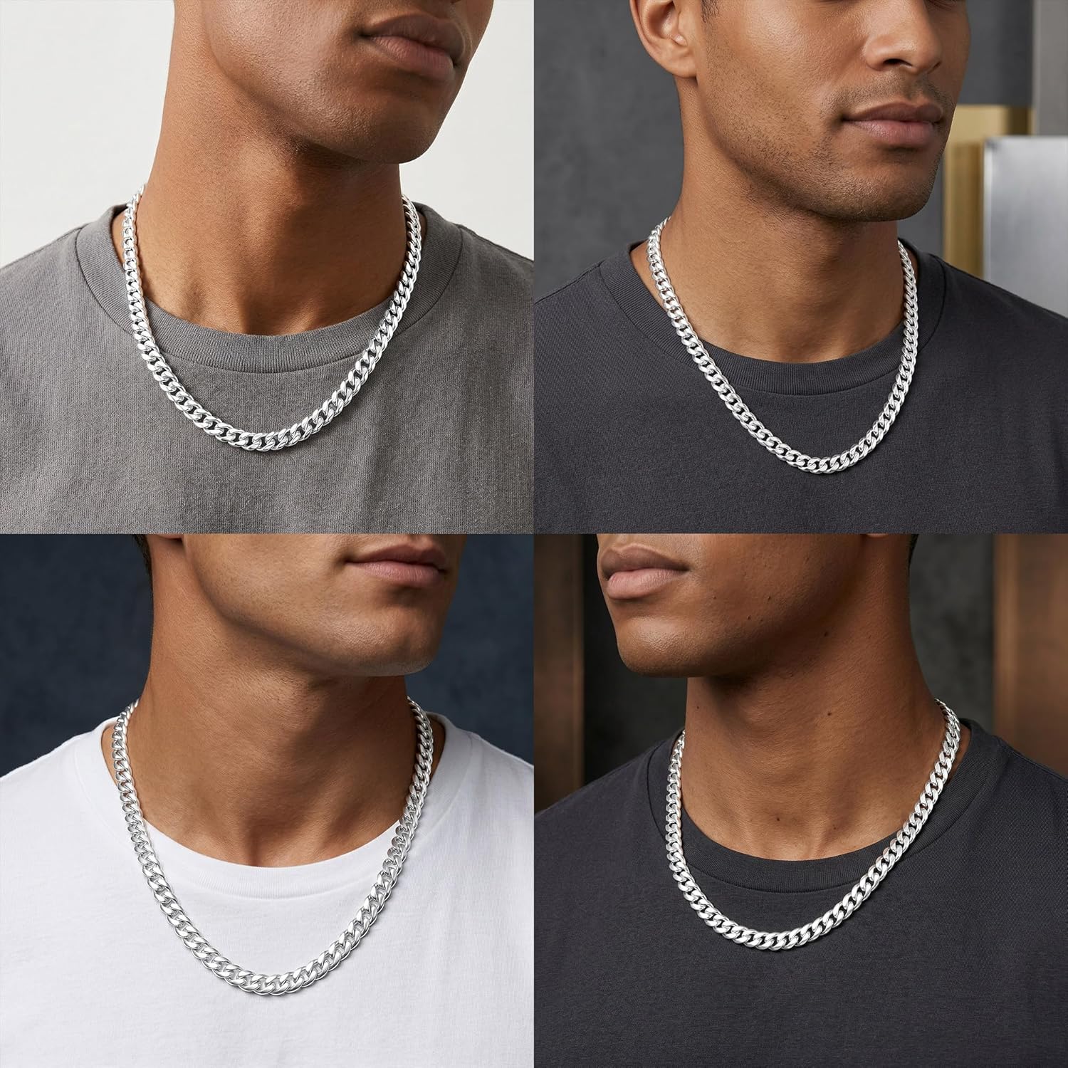 S925 Sterling Silver Cuban Chain Necklace for Men - 10MM S925 Sterling Silver Over Cuban Chain Necklace for Men 18/20/22/24/26Inch