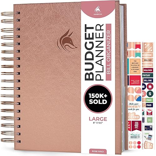 Clever Fox Budget Planner & Monthly Bill Organizer With Pockets. Expense Tracker, Budgeting Journal & Financial Book. Large, 8x9.5" (Rose Gold)