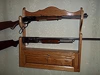 Vista 2 de handmade Estante para 2 pistolas con compartimento de almacenamiento de bloqueo ~ Acabado de roble dorado