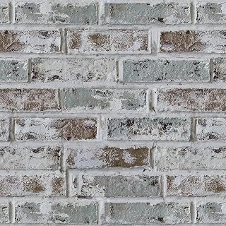 Jeweluck Brick Wallpaper Peel and Stick Wallpaper 16.9inch×118.1inch Faux Brick Contact Paper Peel and Stick Brick Textured Removable Self Adhesive Wall Paper for Kitchen Fireplace Decorative Vinyl