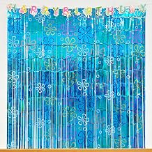 Caisehabu 2 Pack Ocean Theme Birthday Door Curtain Decorations, Under the Sea Party Supplies Foil Fringe Backdrop, Ocean Birthday Photo Booth Background for Beach Theme Party Decor