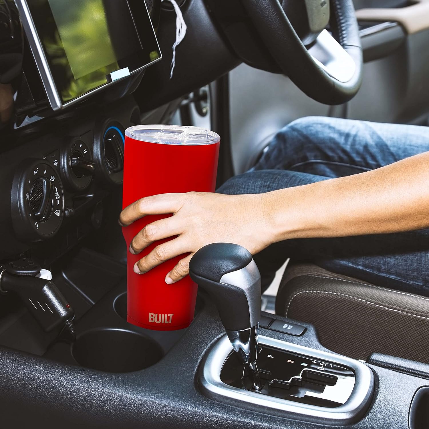 BUILT 30 Ounce Double Wall Vacuum Sealed Stainless Steel Coffee and Water Tumbler Easy to Clean Tritan Lid with Rotating Splash Guard, Red (5286365) - Image 7