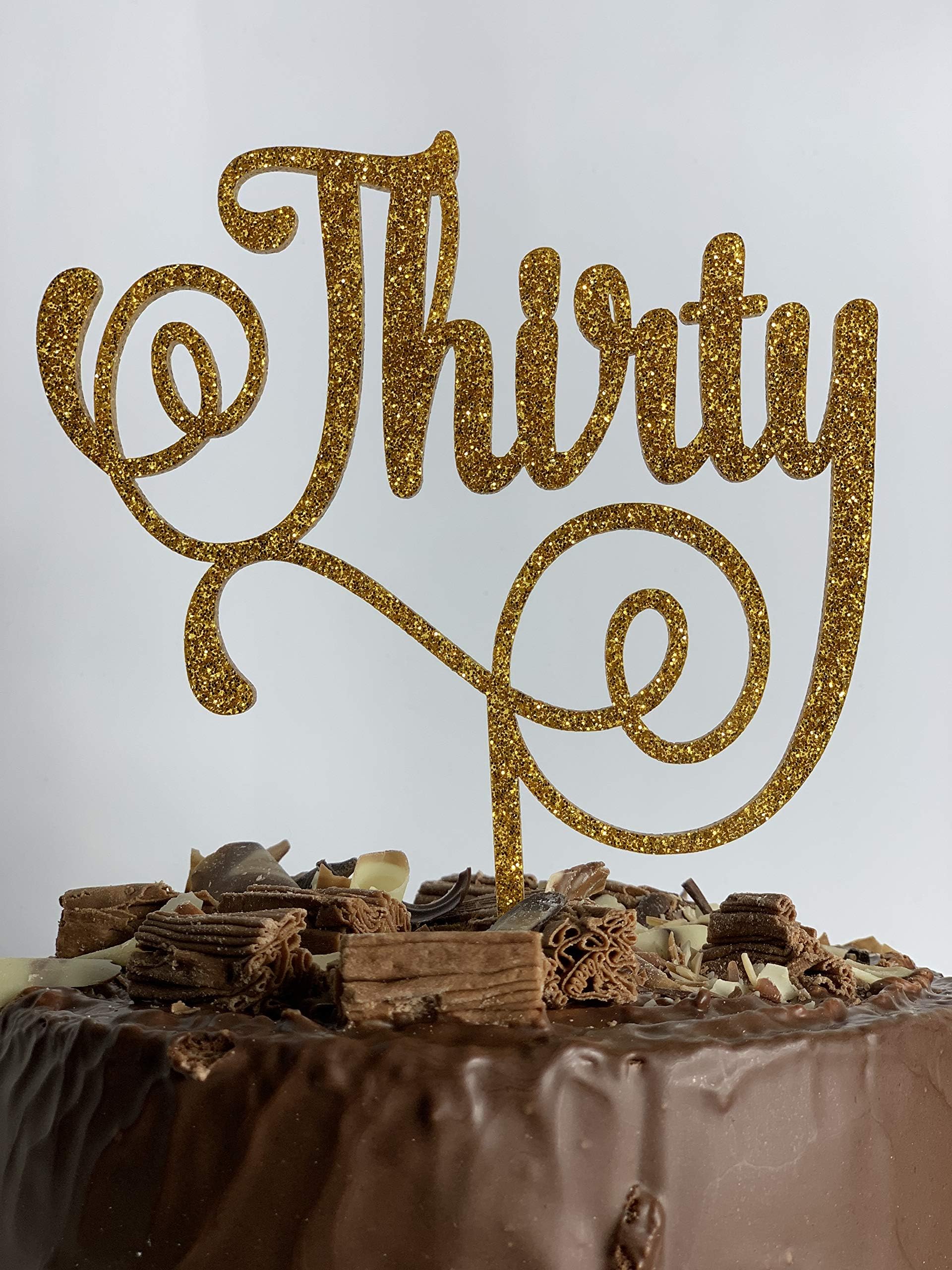 Cotton Candy Parties THIRTY Gold Glitter ACRYLIC Cake Topper