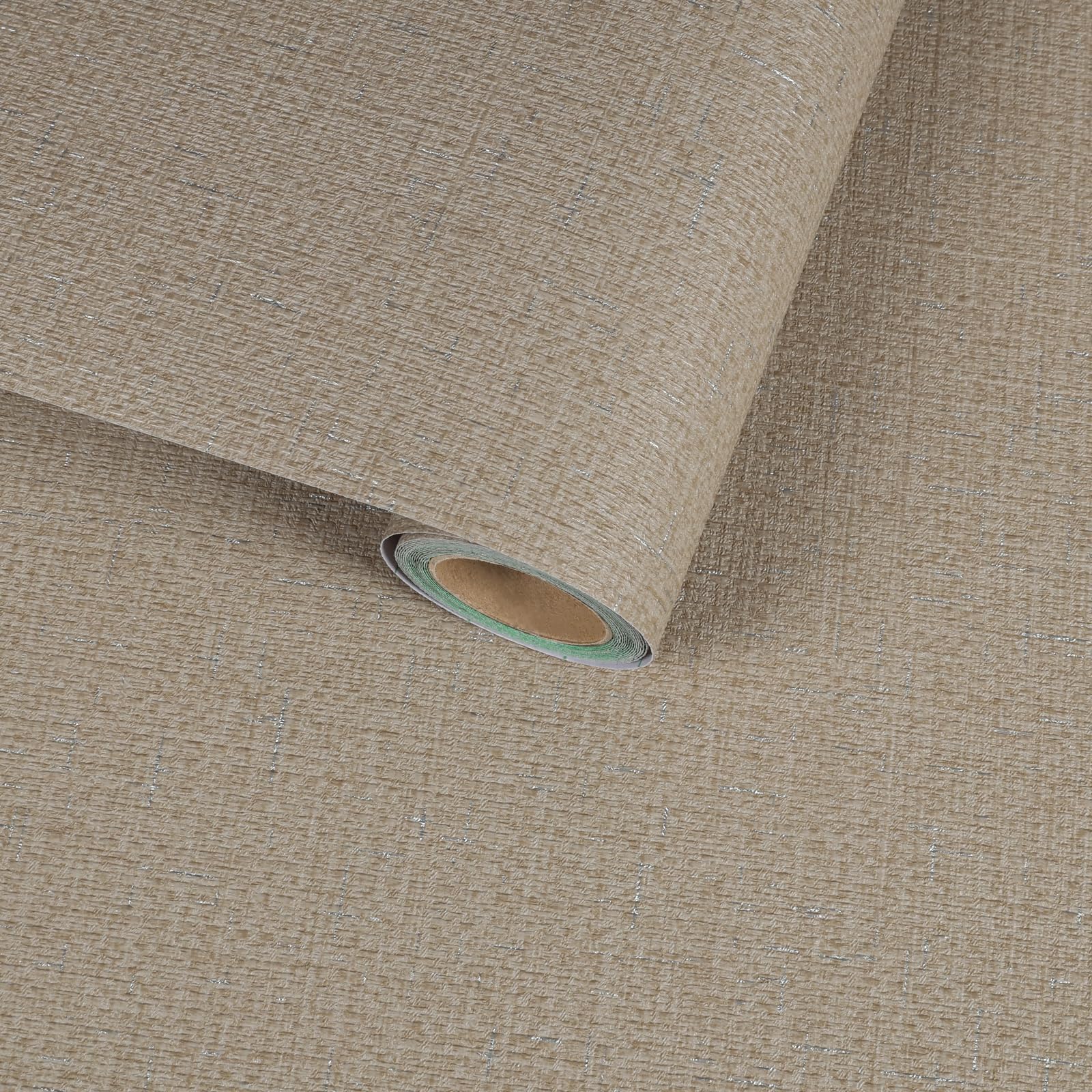VaryFloral 30cm x 300cm Light Brown Linen Textured Peel and Stick Wallpaper Thickened Grasscloth Removable Contact Paper Vintage Vinyl Wrap for Furniture Cupboard Drawer Lining