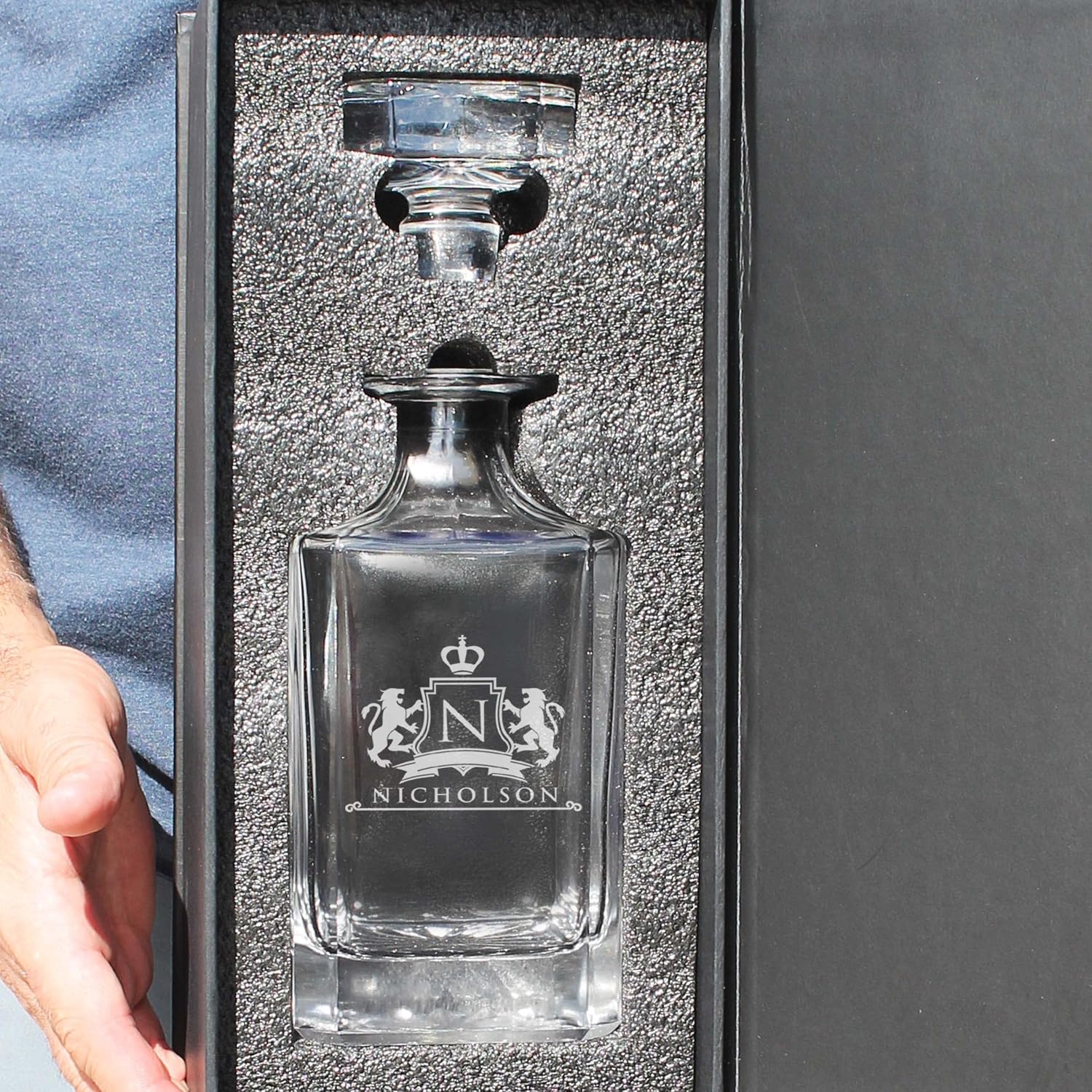Custom Monogrammed Whiskey Decanter - Engraved with WPS Design