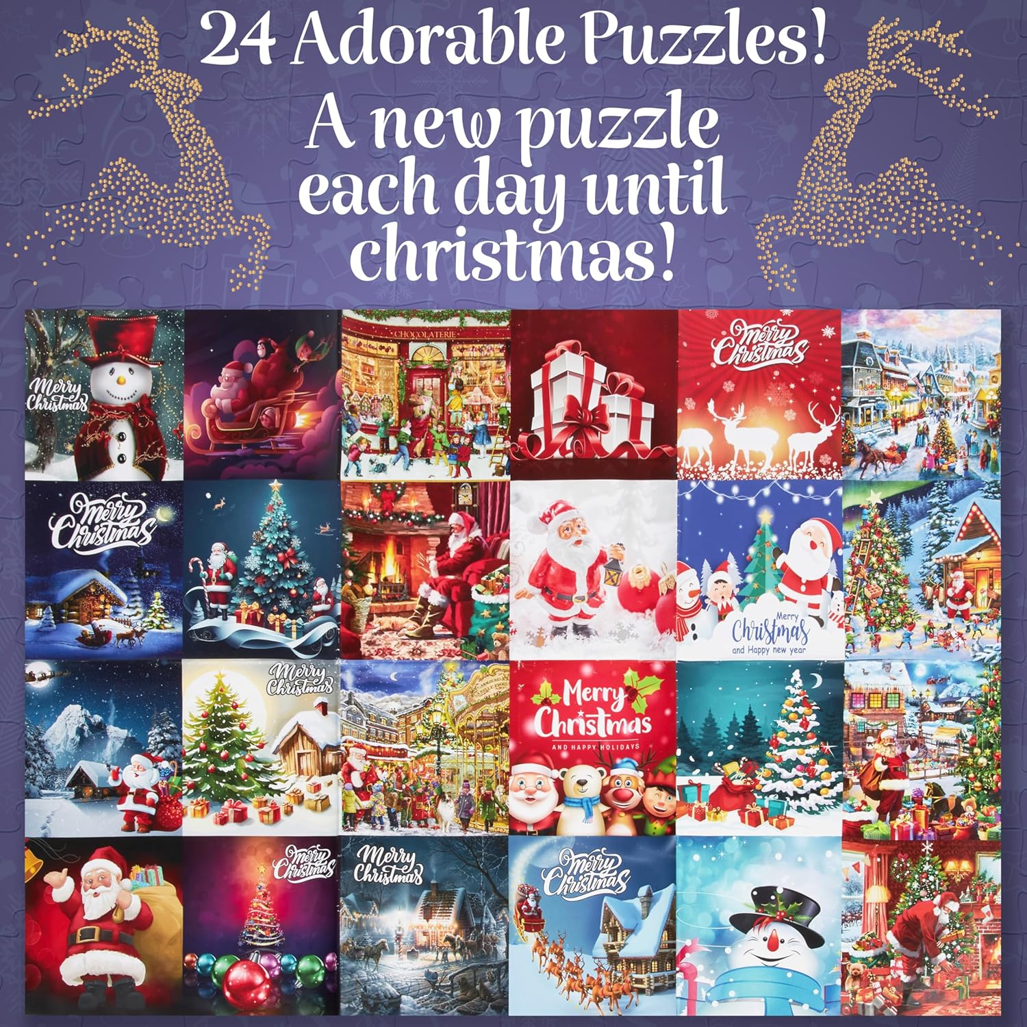 KreativeKraft Puzzle Advent Calendar 2025 for Kids, Teens, Adults Christmas Countdown Calendar, 24 Mini Puzzles Building a Final Holiday Scene Gifts