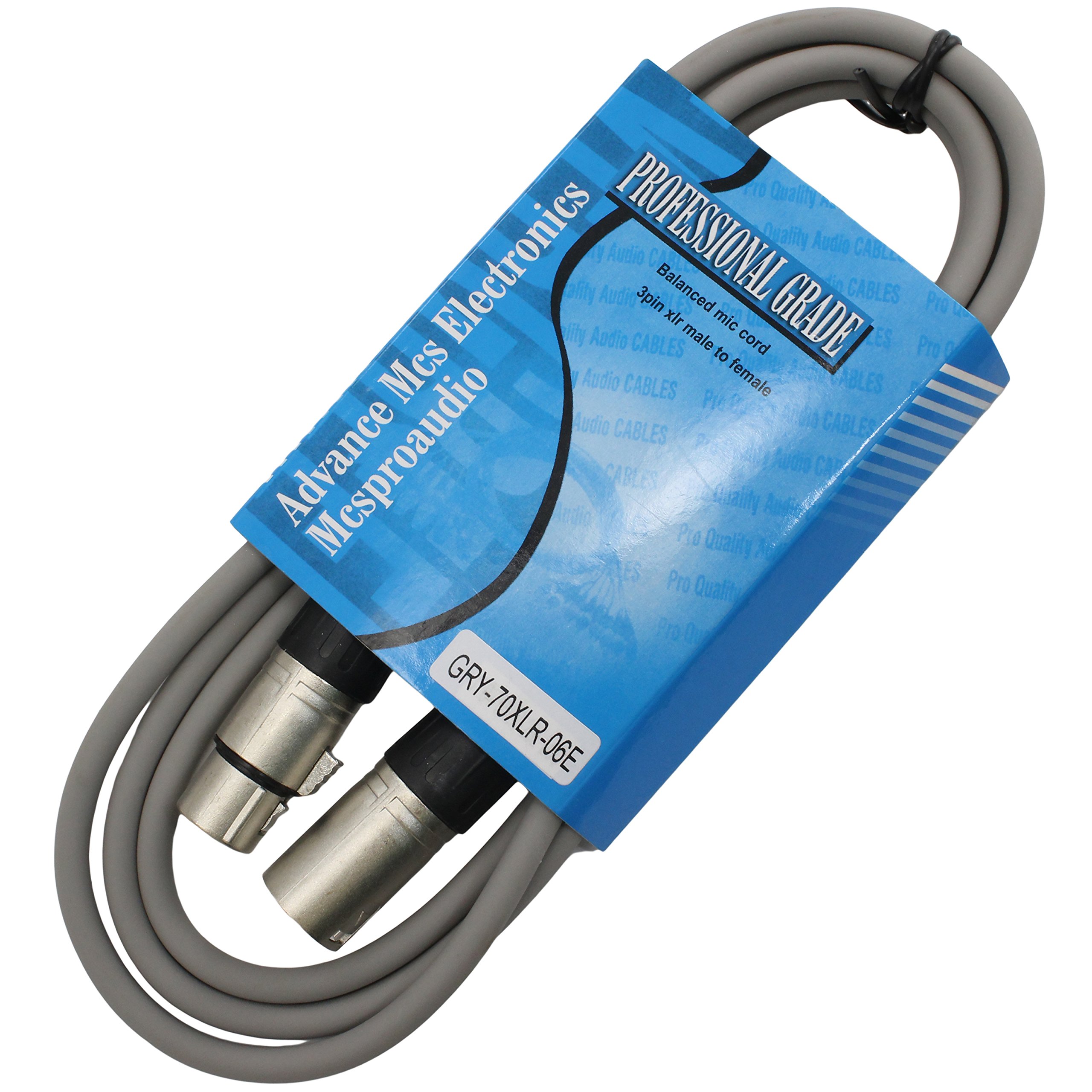 MCSPROAUDIO6 foot Male to Female XLR microphone cable (Gray)