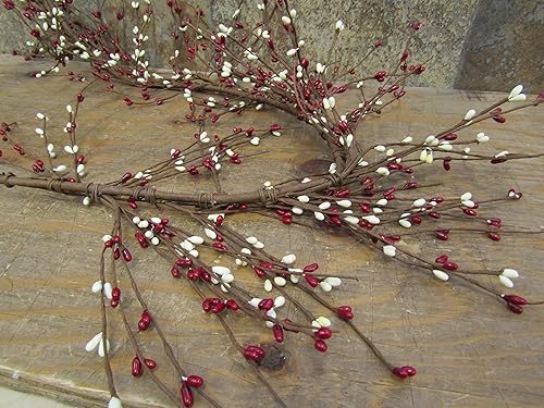 Miniatura 3 de Gorgeous Primitiva 55" Crema y rojo PIP Arroz Berry guirnalda flexible y Bendable
