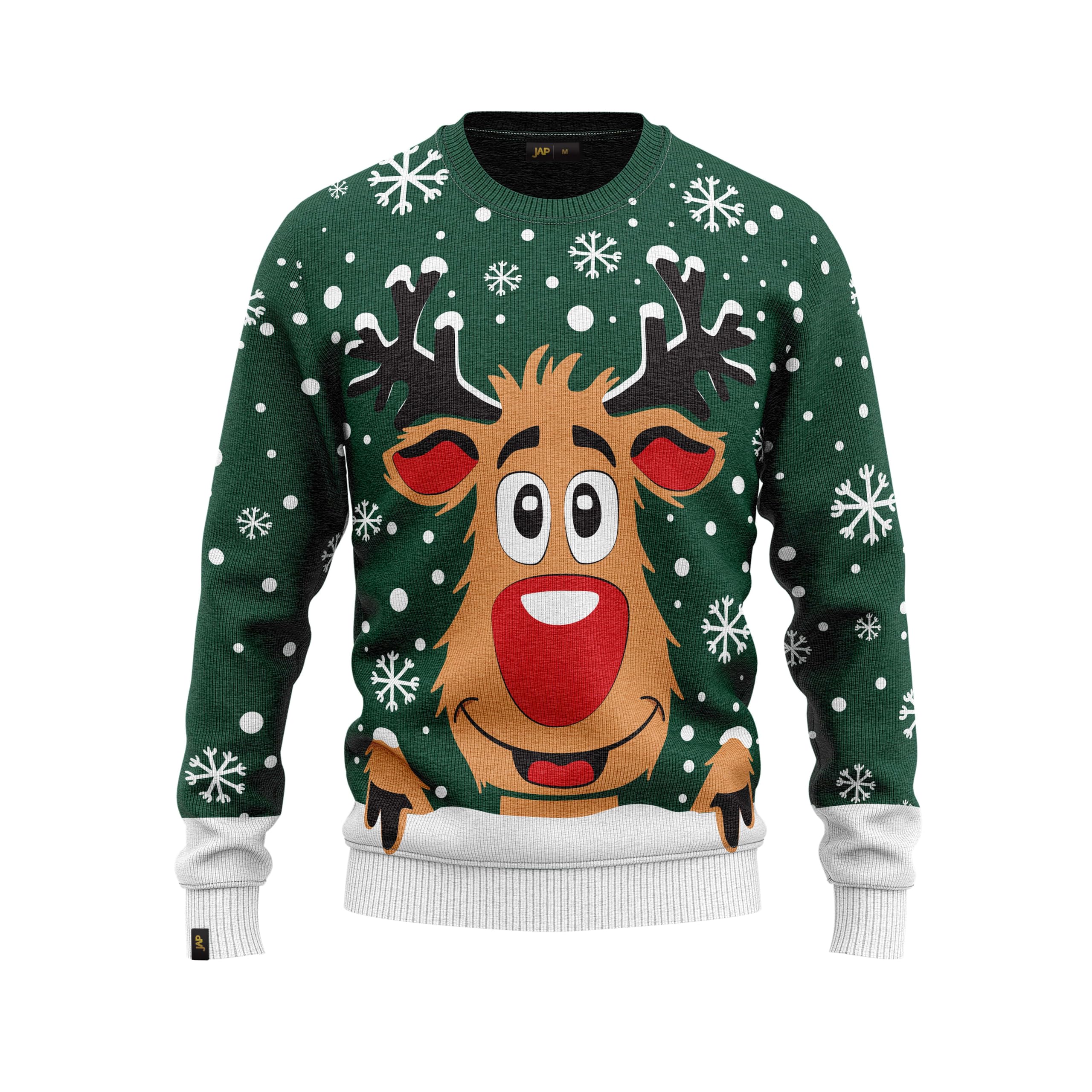 JAP Christmas - Maglione Natalizio Donna Uomo - Maglioni Natale - Maglioni Natalizi Famiglia - Rudolph Bambini