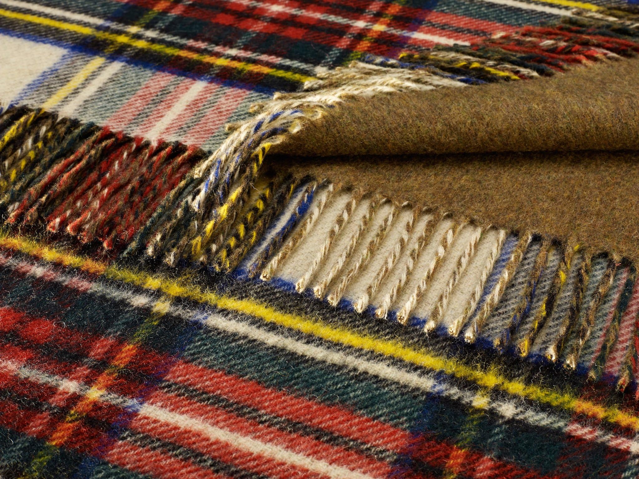 Bronte Throw Blanket - Double Cloth - Merino Lambswool (WW1 Commemorative - George V/Khaki)