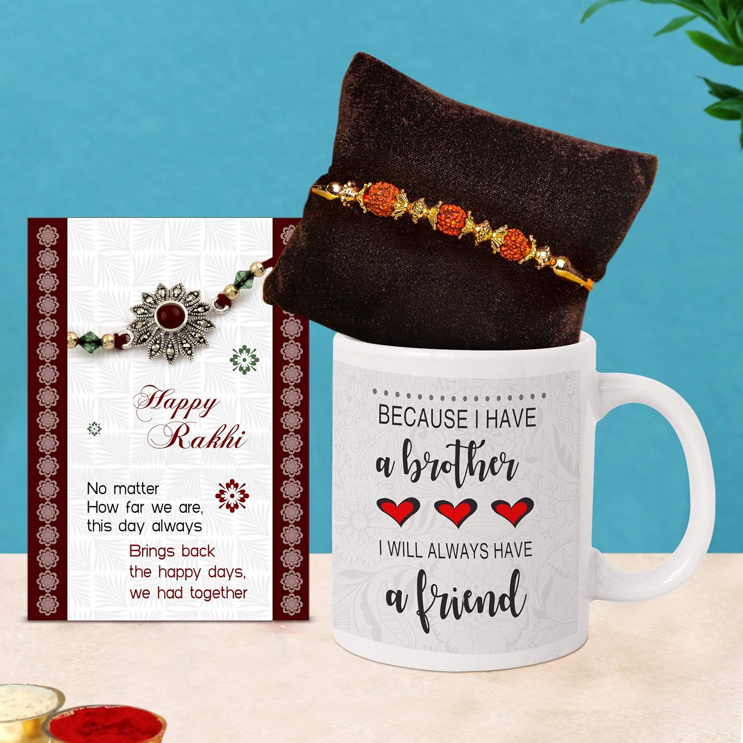 TIED RIBBONS Rakhi Set Für Bruder Und Bhabhi - Mit Karte Und Roli, Perfektes Geschenk Zu Raksha Bandhan