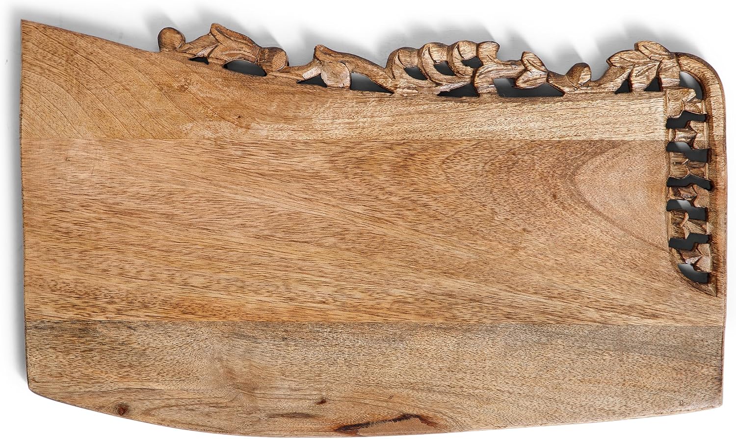 Lightnpro Hand Carved Wooden Chopping Board - Cutting Board for Kitchen - Decorative Rustic Charcuterie Reversible Solid Wood Platter for Bread, Cheese & Vegetables - 16 Inch Natural Burnt