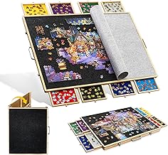 Tektalk Foldable Puzzle Board with Sorting Trays/Drawers, Jigsaw Puzzle Table with Cover, Storing for 2000, 1500, 1000, 500 Jigsaw Puzzle Pieces