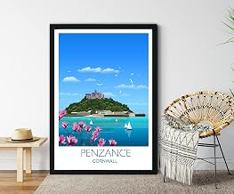 Penzance Travel Print, Travel Poster of Penzance, Cornwall, UK Travel Poster, Penzance Print