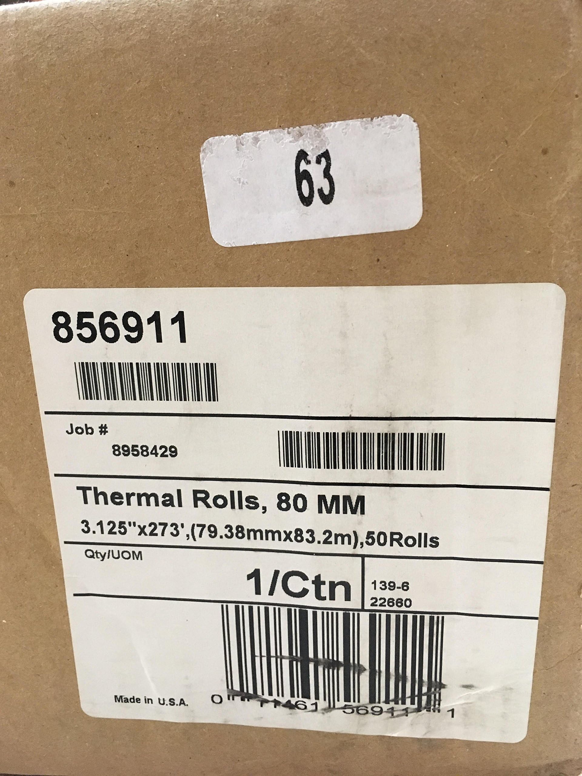 Universal Thermal Paper for Receipt Printers, 3-1/8in x 273', Roll, 50/carton