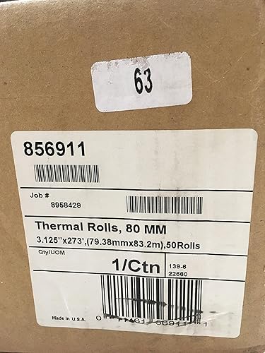 Papel térmico universal para impresoras de recibos, 3-1/8in x 273', rollo, 50/cartón