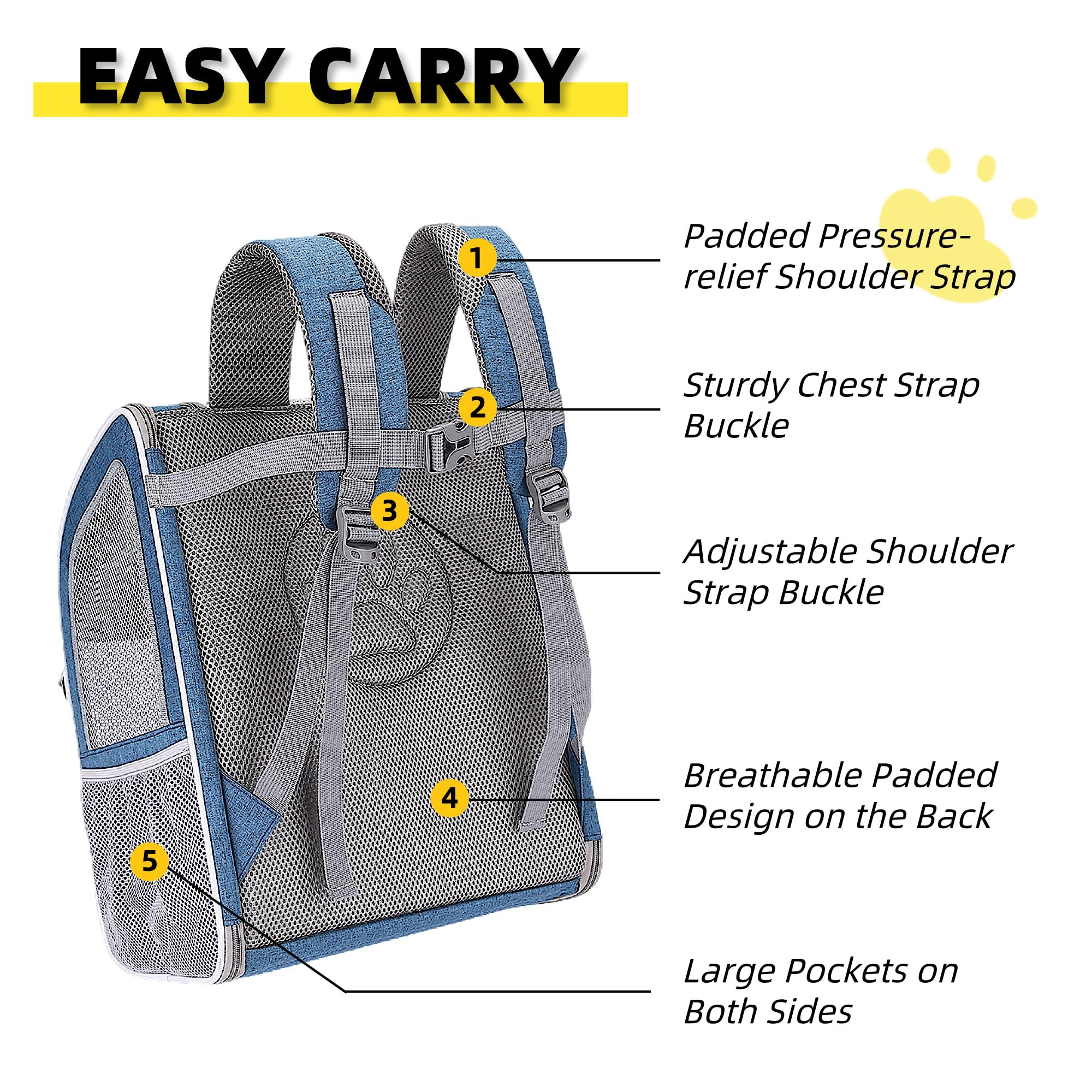 Mochila transportadora para gatos, gran espacio, malla transpirable, antiarañazos, tira reflectante, plegable, para viajes, senderismo y actividades al aire libre, se adapta a gatos y