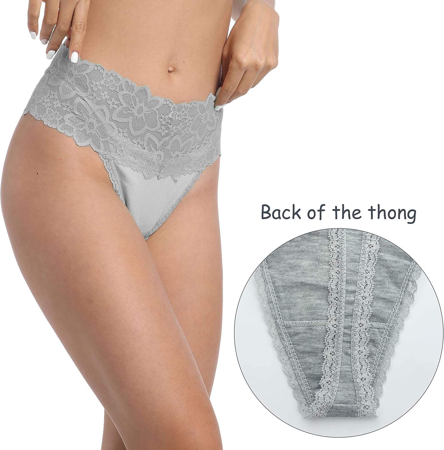 Umiehary High Waist T Back Lace Fashion & Retro Thick Band Women Thongs with Multiple Colors Plus Size - Image 6