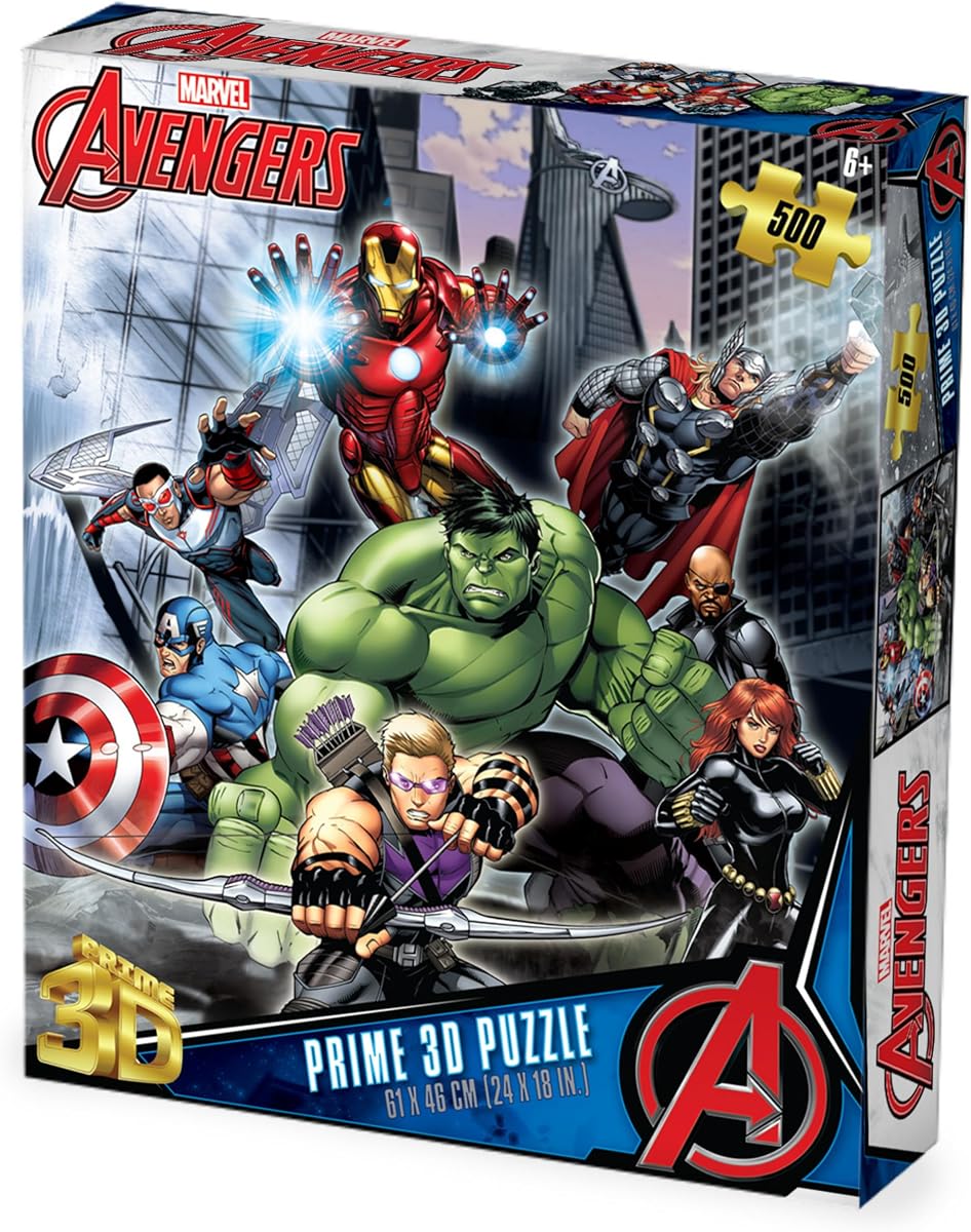 Prime 3D | Marvel | The Avengers Collectible 3D Lenticular Jigsaw Puzzle | 500 Piece | Challenging & Fun | Perfect for Game Nights | 24 x 18