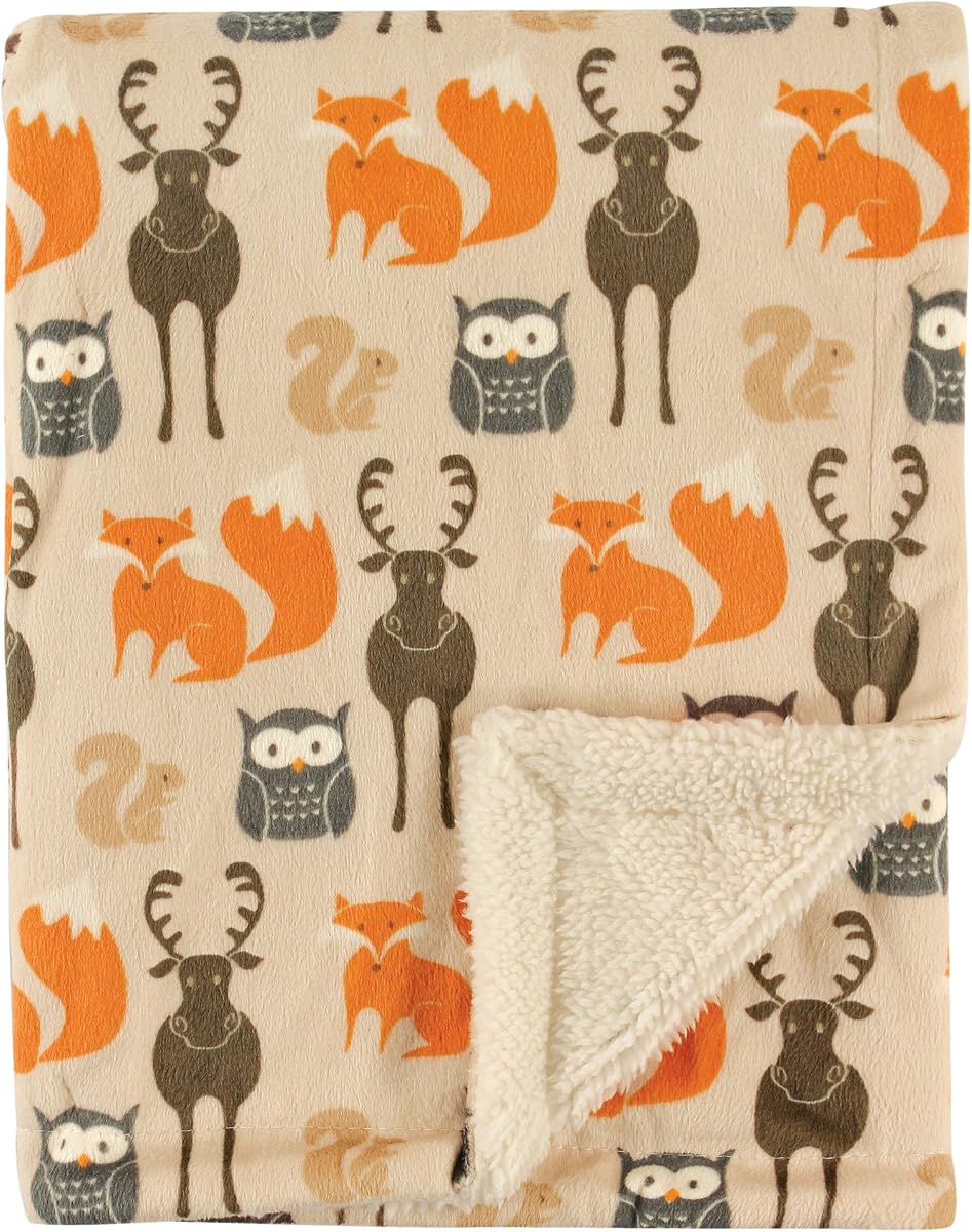 Unisex Baby Plush Mink and Sherpa Blanket, Forest, One Size