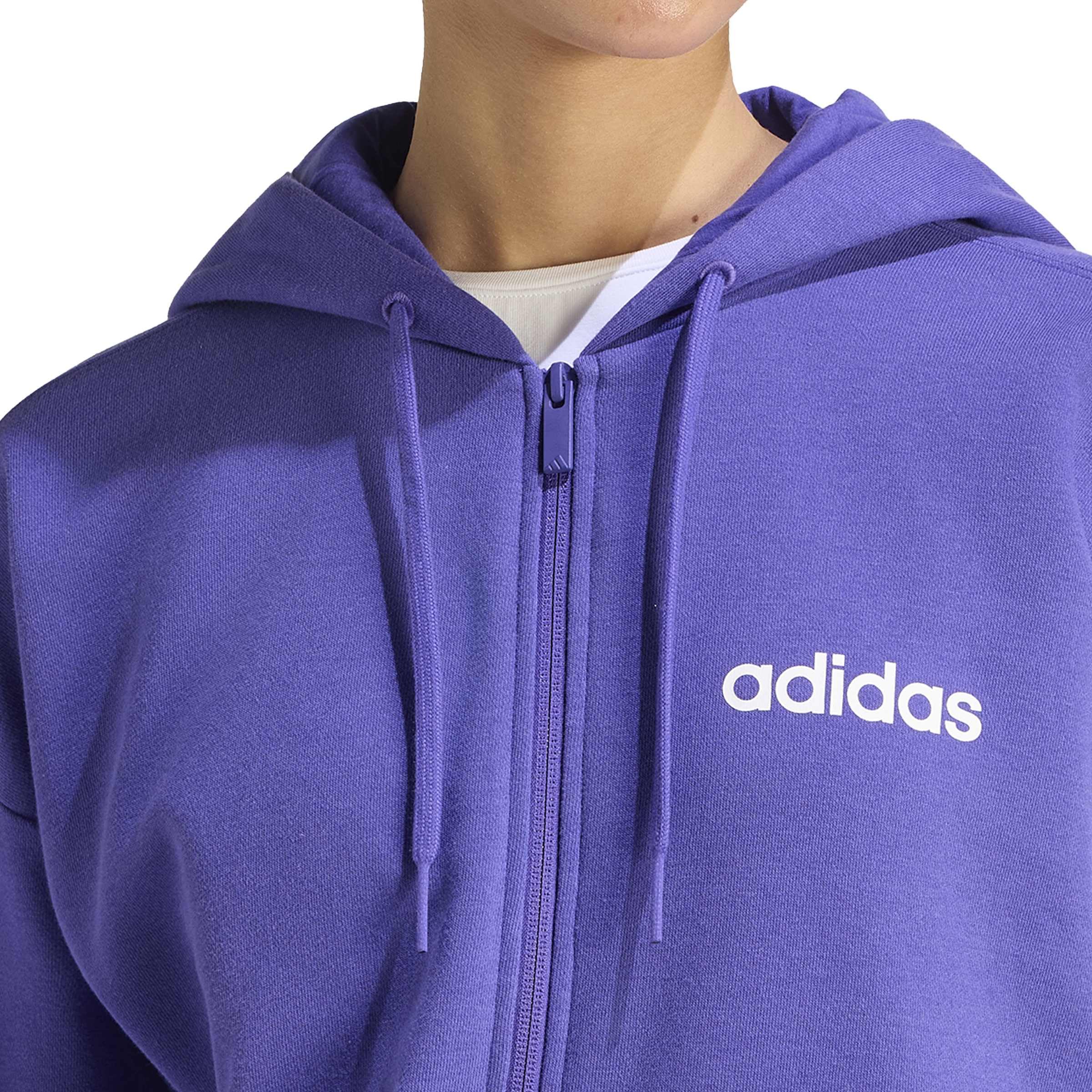 adidas Kobiety Essentials Linear Full Zip French Terry Hoodie Sweatshirt, Pure Purple/white, M