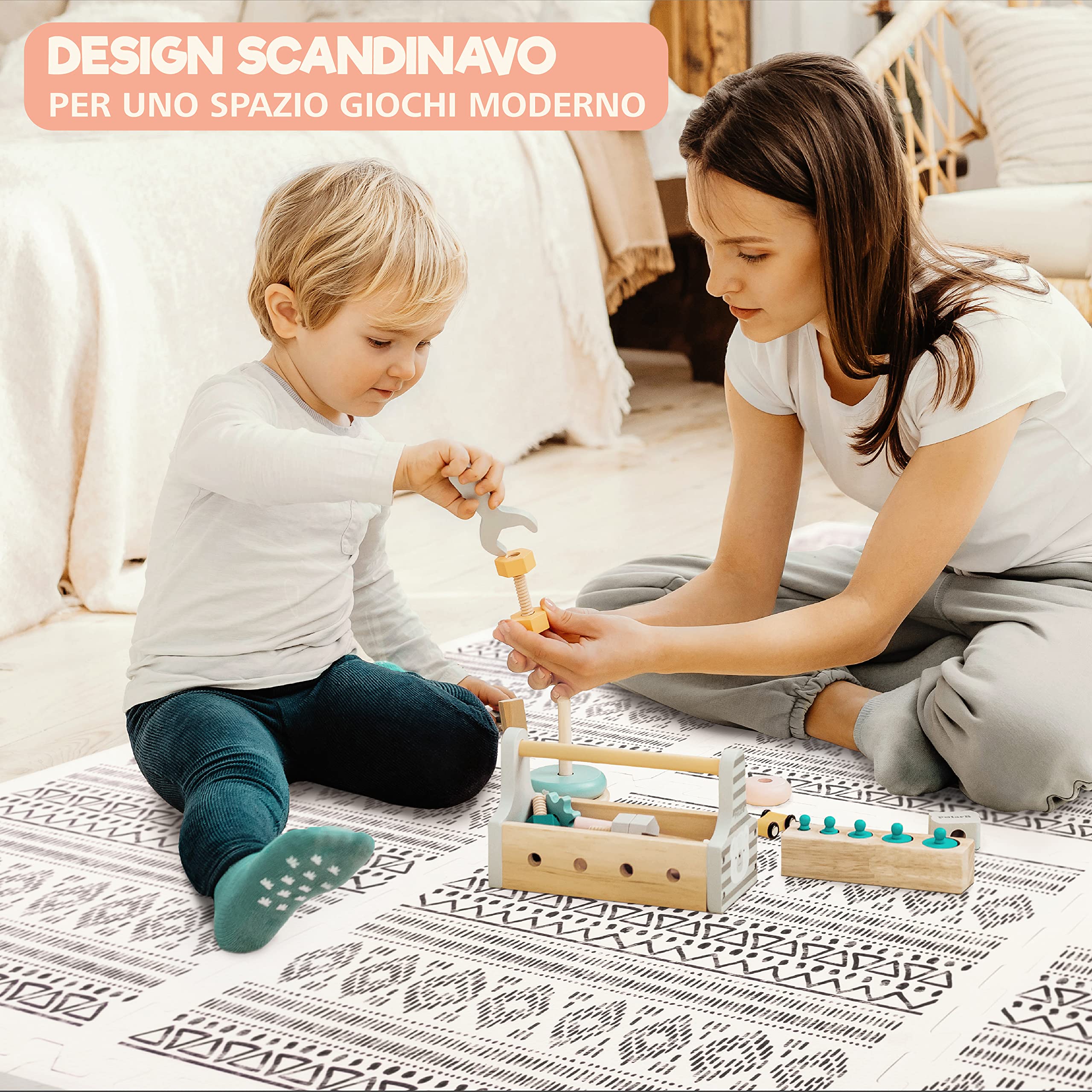 Tappeto Da Gioco Bambini MS Trendy - 180x120cm Doppia Faccia, Imbottito 1cm - Foto 8