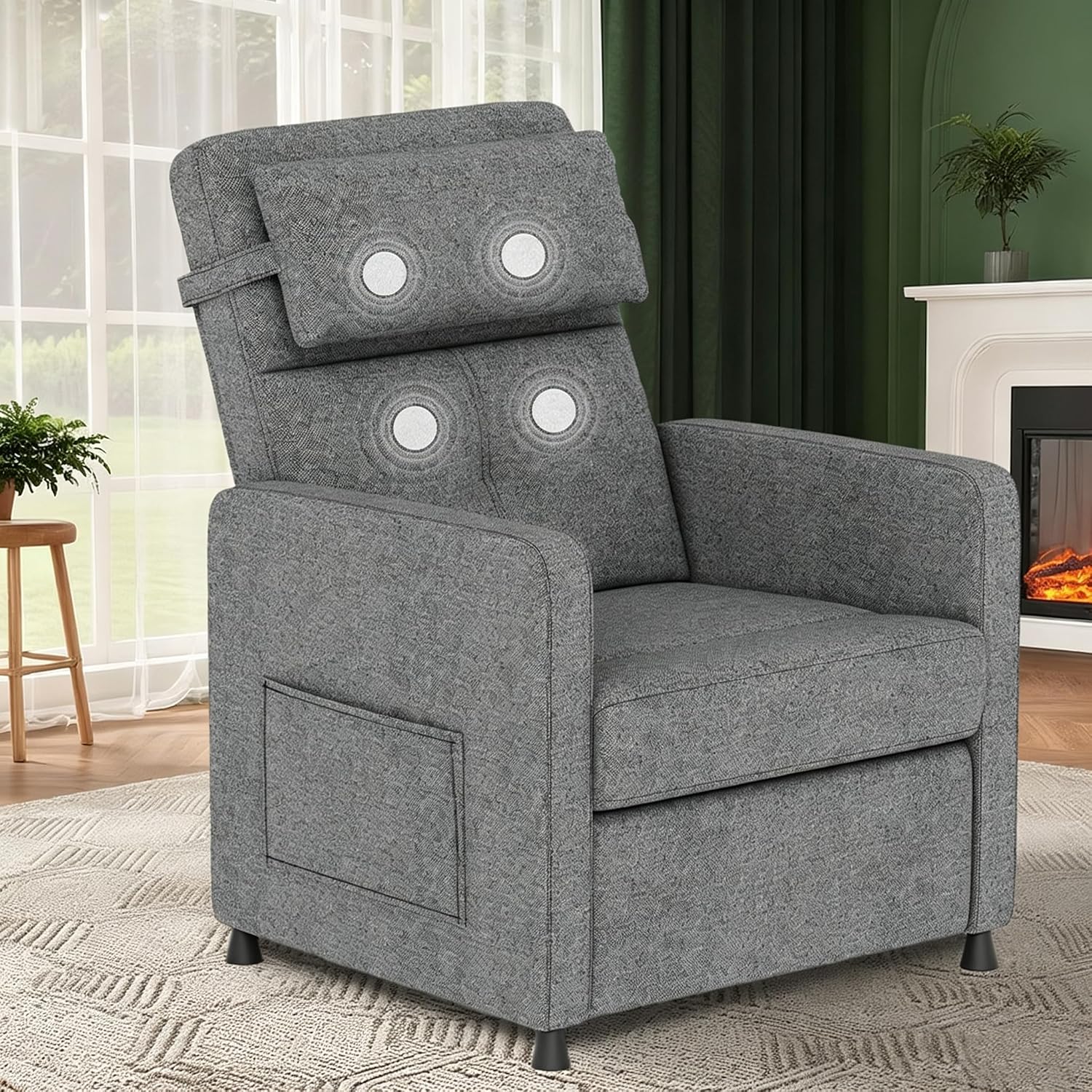 GarveeHome Electric Recliner Chair Adjustable Power Recliner for Living Room Bedroom with Lumbar Support & Side Pockets & USB Port