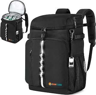 SUN CUBE Cooler Backpack 33 Can, Leakproof Insulated Backpack Cooler for Men Women, Camping Cooler Backpack for Beach Travel Hiking, Waterproof Lunch Backpack