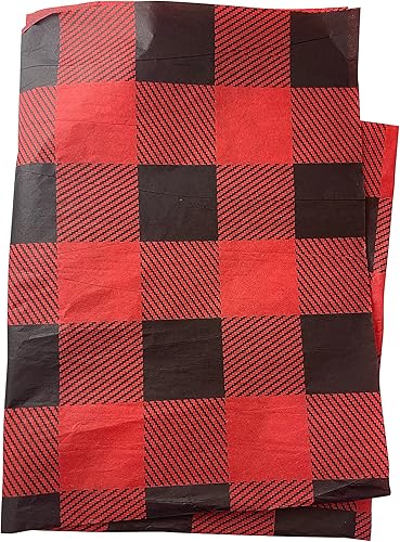 Westmon Works Red Festive - Papel de seda a cuadros de 20 x 30 pulgadas, hojas estilo leñador a granel, paquete de 12