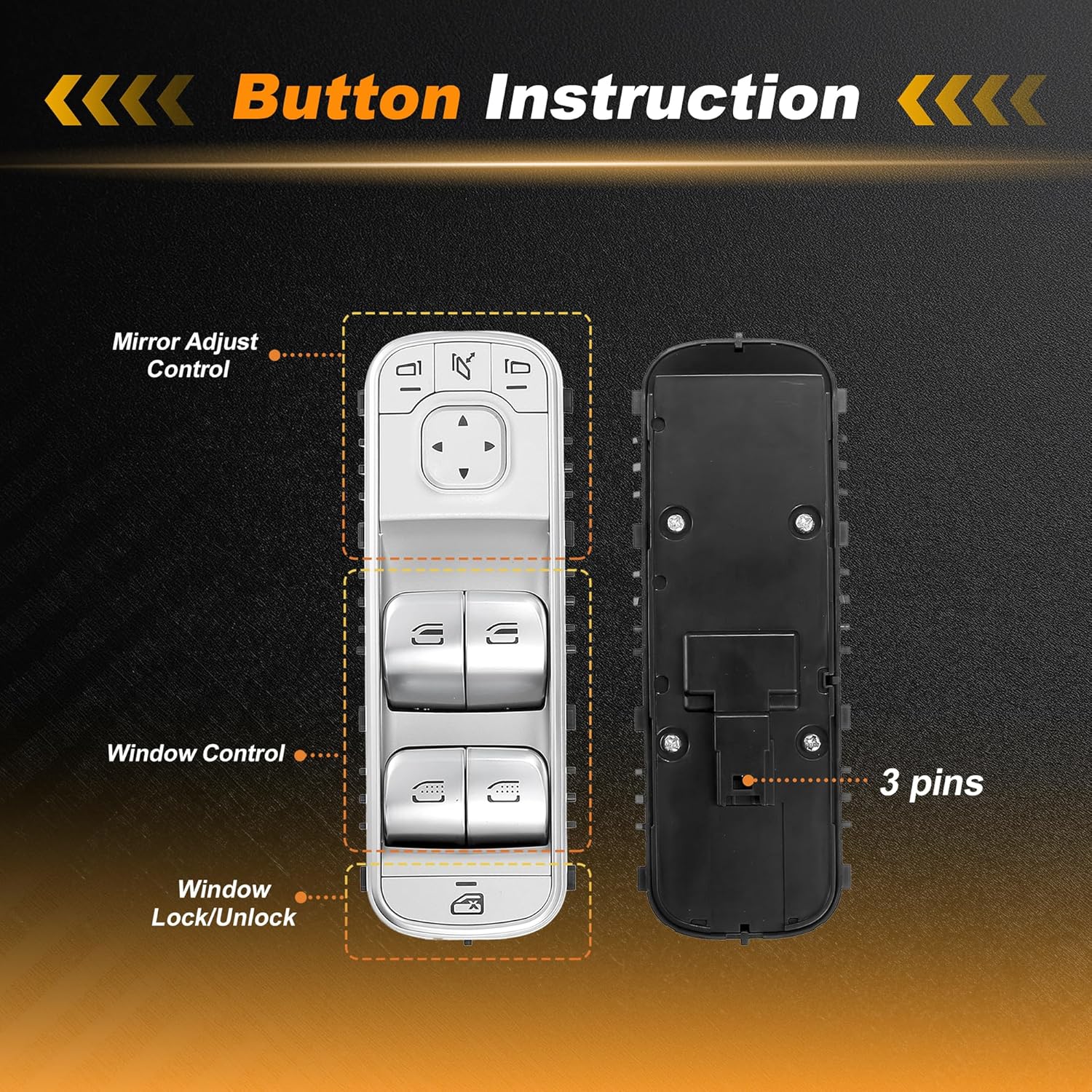 Power Window Switch for Mercedes-Benz GLE 350 20-23 Window Control Switch for Mercedes-Benz GLE 450 with Tool 1679057501 Front Left Driver Side 1 Set