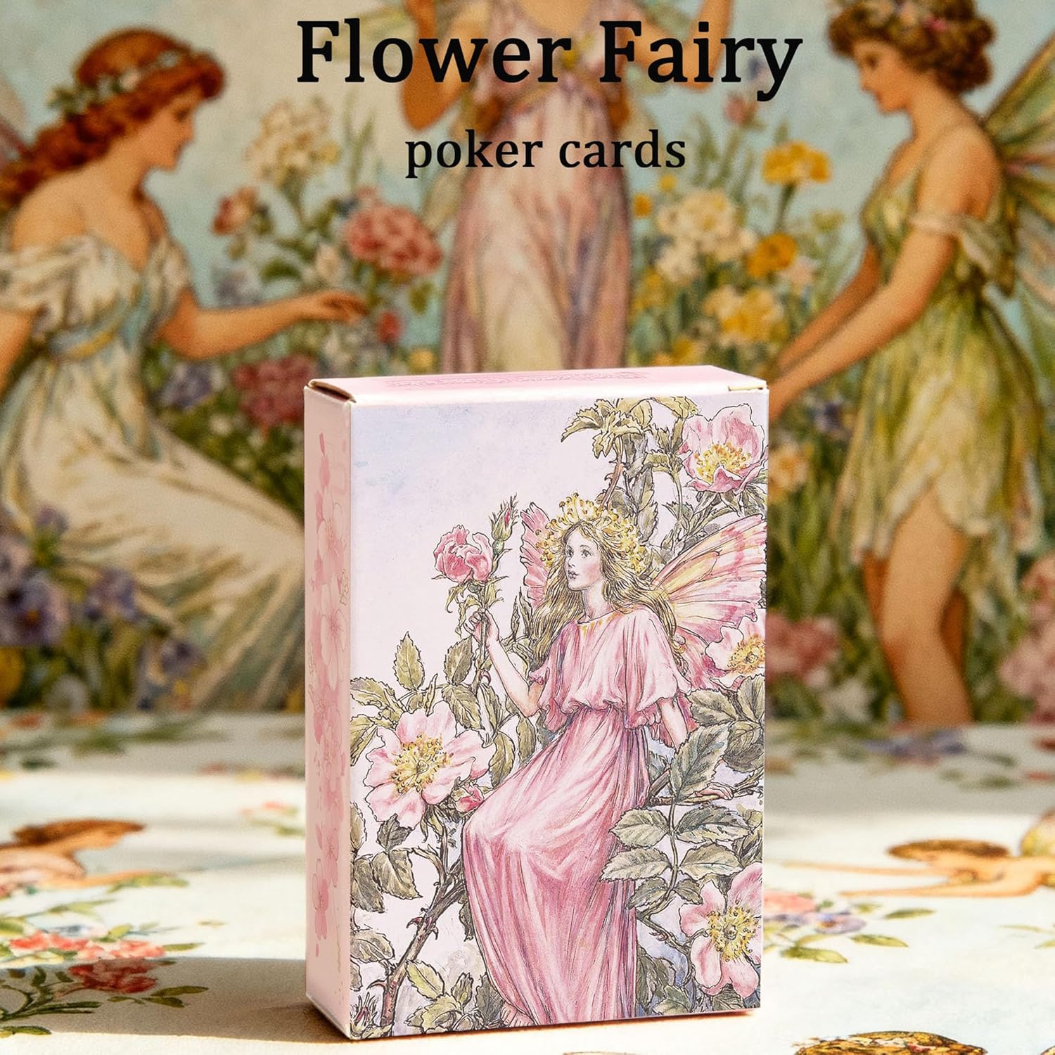 Playing Cards,Flower Fairy Themed Poker Cards, 54 Unique Illustrations,Double-Sided Anti Slip Pattern Design.