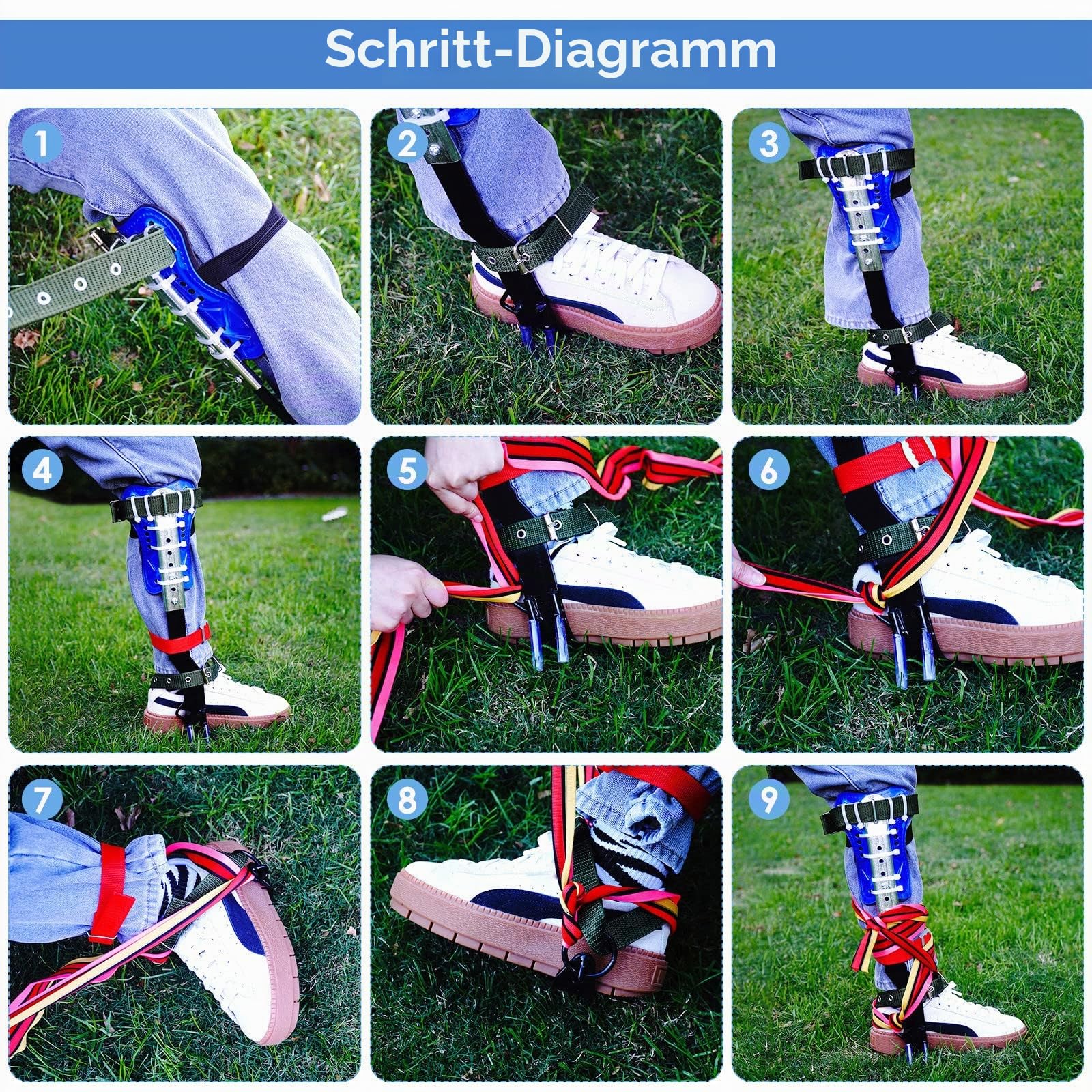 Baumklettern Ausrüstung Set,Höhen Verstellbar Tree Climbing Spike, Halteseil Steigeisen Klettergurt,Tree Climbing Spike Baumkletterwerkzeug Sicherheitsgurt Fallschutz