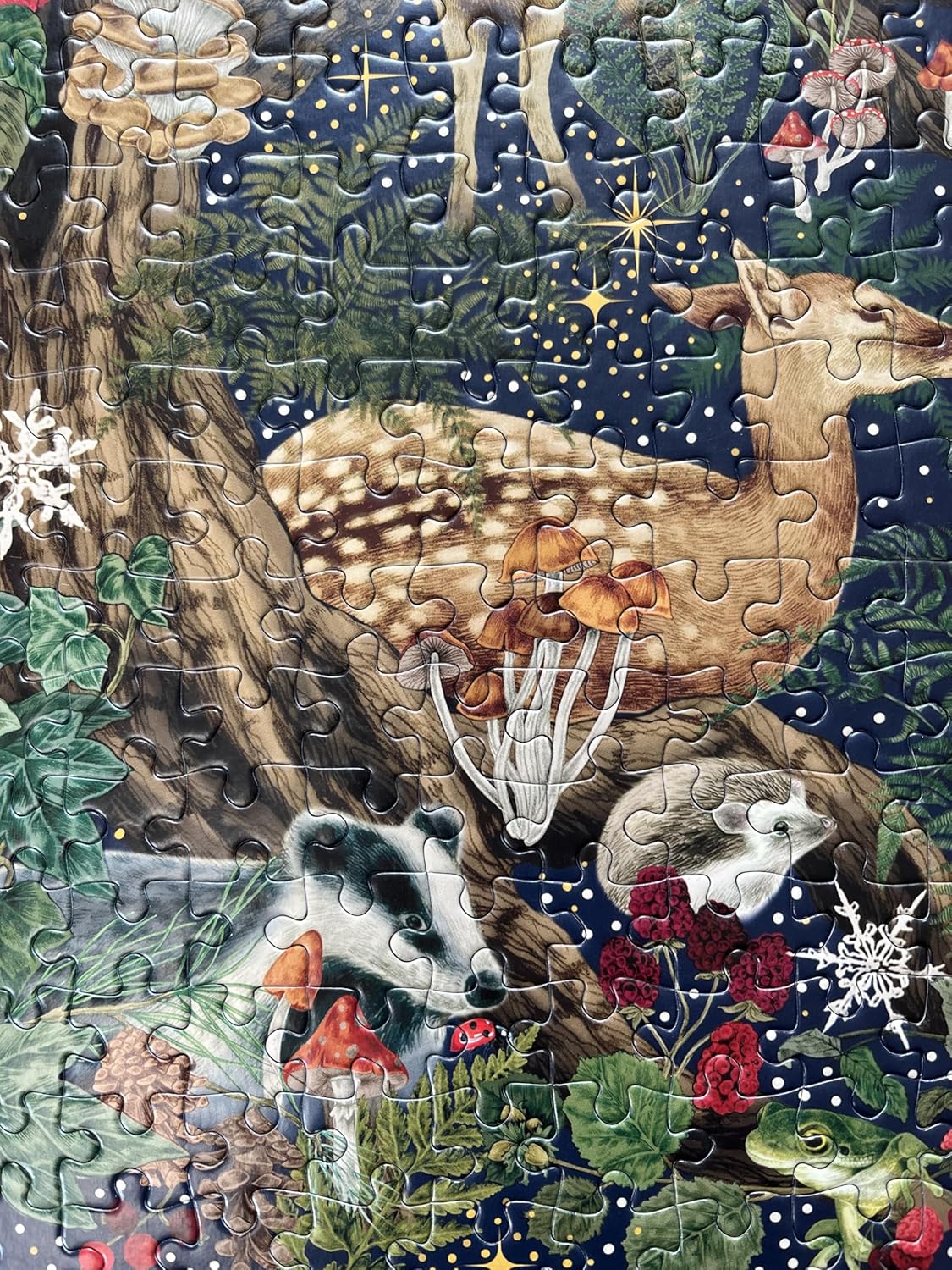 Gibsons The Art File Into The Forest 1000 Piece Jigsaw Puzzle – Woodland Puzzle with Owl, Deer, Fox & Night Sky – Sustainable Puzzle for Adults & Teens – Premium 100% Recycled Board