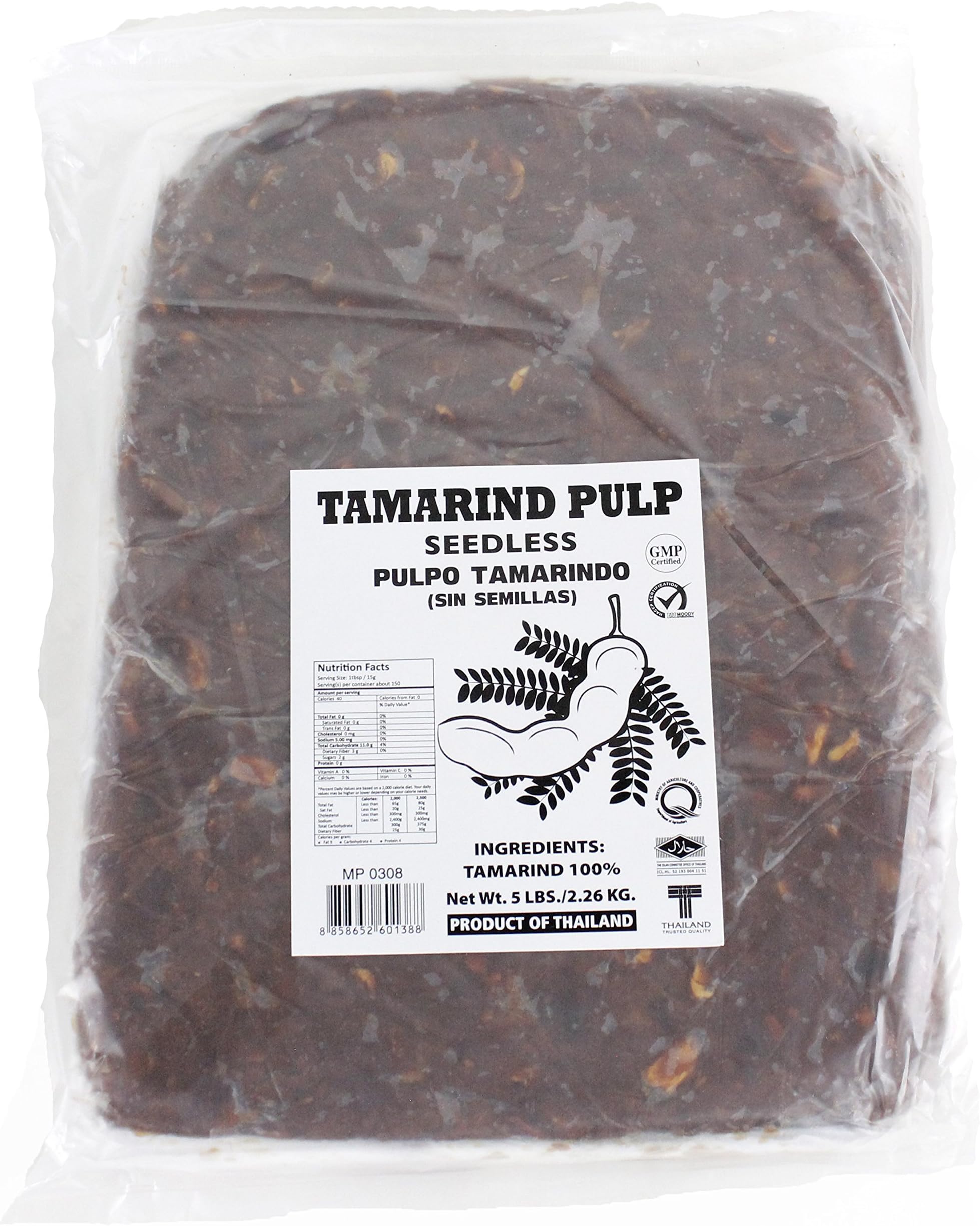 5 LB Sour Tamarind Paste Seedless Tamarido Product Thailand, 100% Fresh Guaranteed