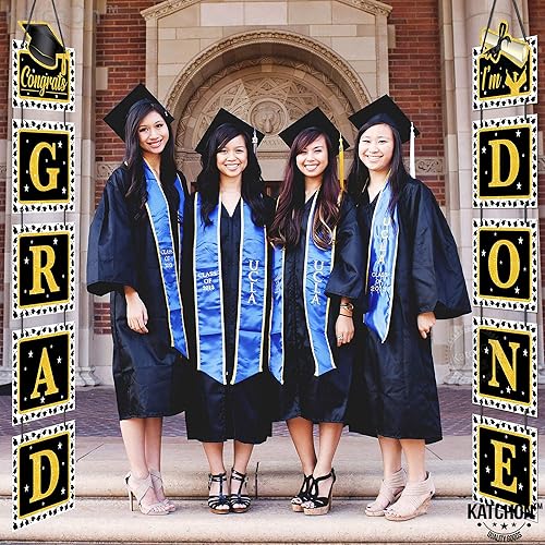 Miniatura 9 de KatchOn, Cartel de puerta de graduación con texto en inglés «Congrats Grad» de 59 pulgadas, sin bricolaje | Cartel de puerta de graduación «I'm