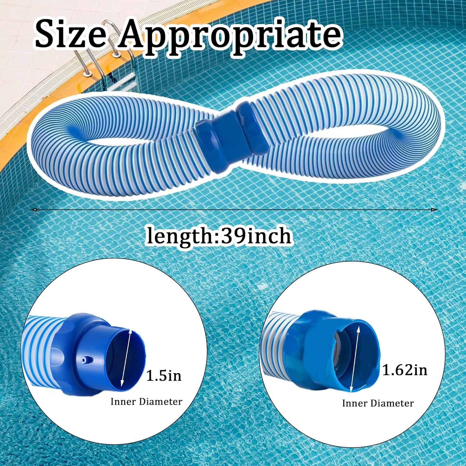 4 Pack Pool Cleaner Hose for X7 T3 T5 MX6 MX8, 39 Inch Swimming Pool Vacuum Hose Replacement Kit, R0527700 Twisted Lock MX6 MX8 Replacement Parts for Swimming Cleaning (4 PACK)