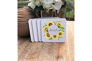 Personalized Sunflower Coaster Set: Protect Your Surfaces in Vibrant Style